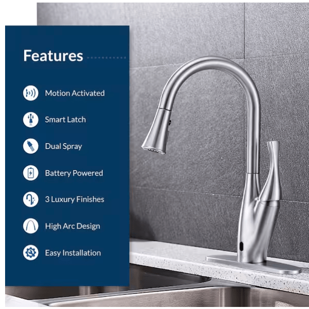 FLOW X Series Single - Handle Pull - Down Sprayer Manual & Motion Sensor Kitchen Faucet, Brushed Nickel - Just Closeouts Canada Inc.FLOWX-BN