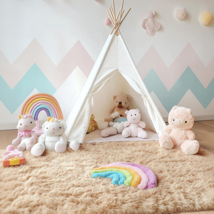 Fluffy Area Rug for Living Room Bedroom, 5x8 Feet Soft Shaggy Non - Slip Carpet, Indoor Modern Plush Area Rugs for Kids Girls and Boys, Dorms, Nursery Rooms, Home Decor, Beige - Just Closeouts Canada Inc.