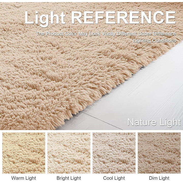 Fluffy Area Rug for Living Room Bedroom, 5x8 Feet Soft Shaggy Non - Slip Carpet, Indoor Modern Plush Area Rugs for Kids Girls and Boys, Dorms, Nursery Rooms, Home Decor, Beige - Just Closeouts Canada Inc.