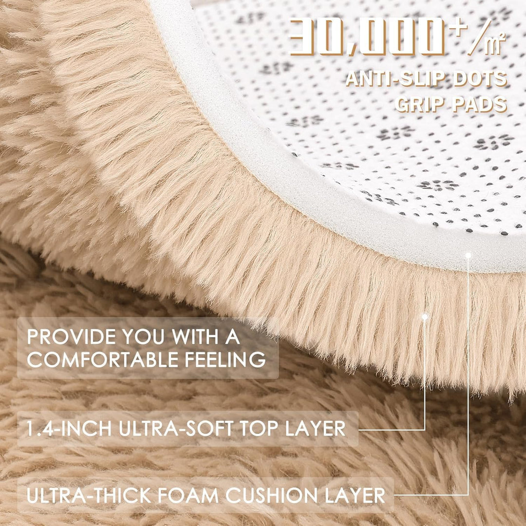 Fluffy Area Rug for Living Room Bedroom, 5x8 Feet Soft Shaggy Non - Slip Carpet, Indoor Modern Plush Area Rugs for Kids Girls and Boys, Dorms, Nursery Rooms, Home Decor, Beige - Just Closeouts Canada Inc.