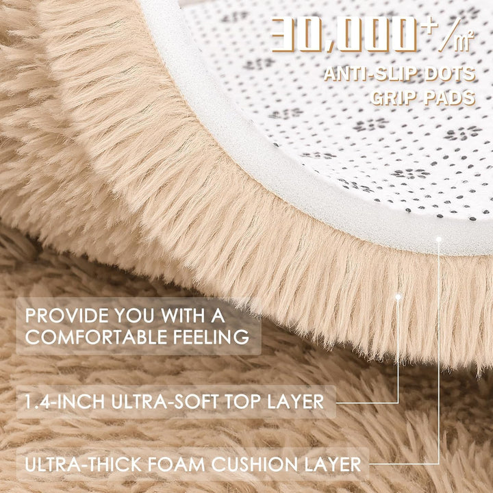 Fluffy Area Rug for Living Room Bedroom, 5x8 Feet Soft Shaggy Non - Slip Carpet, Indoor Modern Plush Area Rugs for Kids Girls and Boys, Dorms, Nursery Rooms, Home Decor, Beige - Just Closeouts Canada Inc.