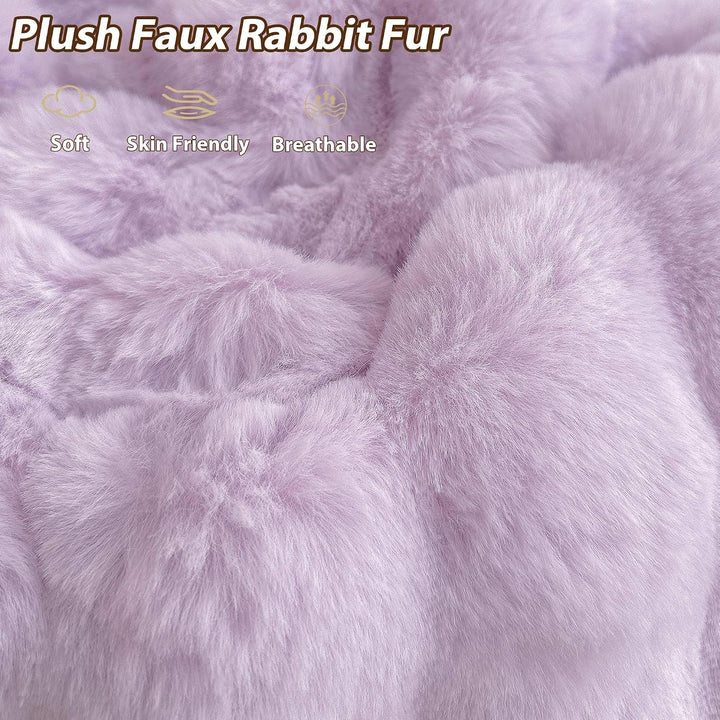 Fluffy Faux Rabbit Fur Bean Bag Cover (No Filler), Big Fuzzy Stuffed Animal Storage Bubble Waffle Bean Bag Chair for Plush Toys, Comfy Shaggy Furry Beanbag Cover Kids Girls Adults, Lavender - Just Closeouts Canada Inc.X004OCBDDT