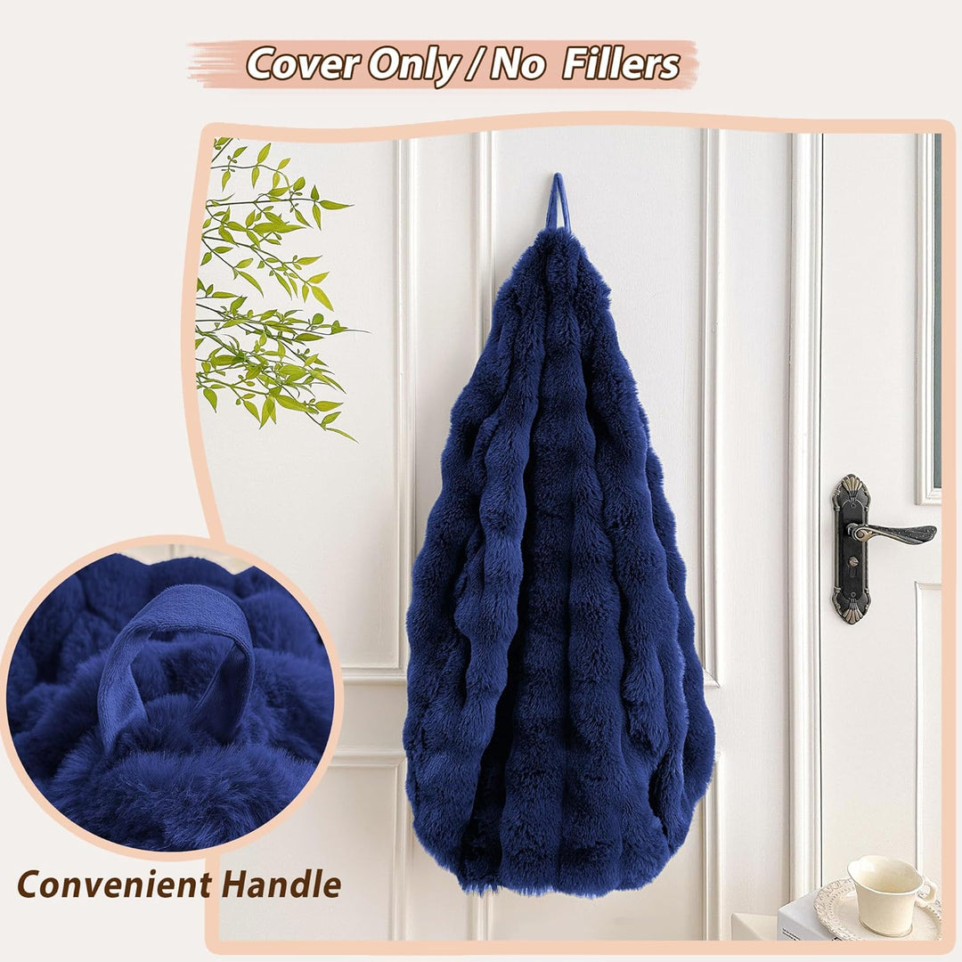 Fluffy Faux Rabbit Fur Bean Bag Cover (No Filler), Soft Fuzzy Stuffed Animal Storage Bubble Large Bean Bag Chair Home Decoration, Comfy Shaggy Furry Beanbag Cover Kids Adults, Navy Blue - Just Closeouts Canada Inc.
