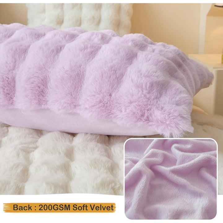 Fluffy Faux Rabbit Fur Body Pillow Cover, Cozy Light Purple Bubble Shaggy Plush Bed Body Pillowcase with Zipper, Long 20"x54" Fuzzy Furry Pillow Case for Bedroom Home Decoration, Lavender - Just Closeouts Canada Inc.X004LYWYEH