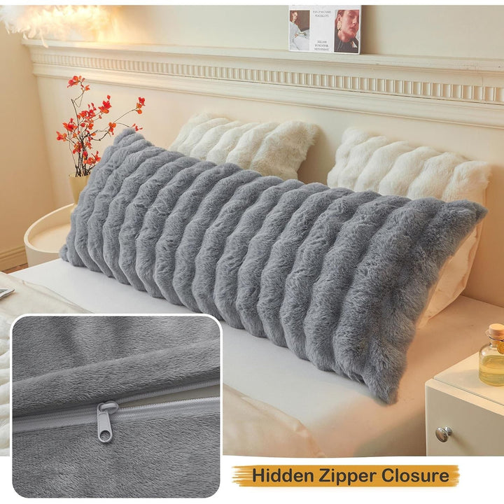Fluffy Faux Rabbit Fur Body Pillow Cover, Soft Cute Bubble Shaggy Plush Bed Body Pillowcase with Zipper Closure, Long 20"x54" Fuzzy Furry Pillow Case for Pregnancy Side Sleeper, Light Grey - Just Closeouts Canada Inc.X004LYWZ8H