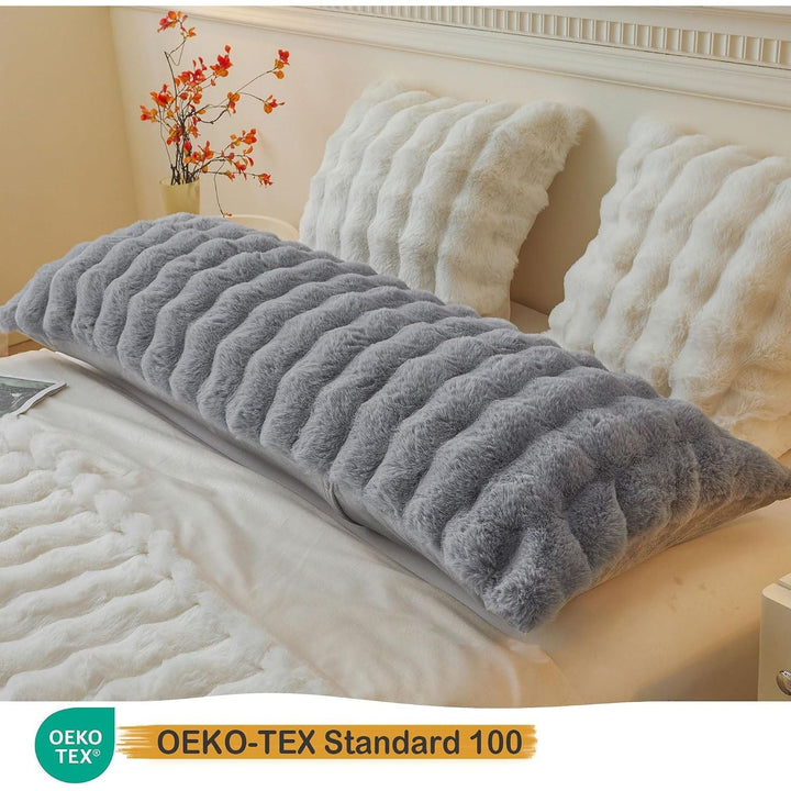 Fluffy Faux Rabbit Fur Body Pillow Cover, Soft Cute Bubble Shaggy Plush Bed Body Pillowcase with Zipper Closure, Long 20"x54" Fuzzy Furry Pillow Case for Pregnancy Side Sleeper, Light Grey - Just Closeouts Canada Inc.X004LYWZ8H