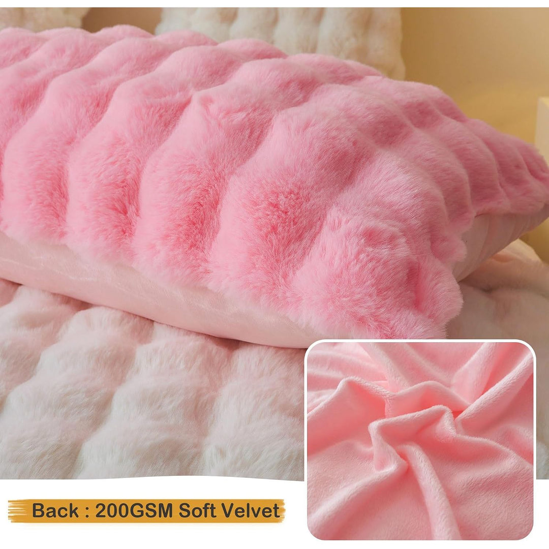 Fluffy Faux Rabbit Fur Body Pillow Cover, Soft Cute Bubble Waffle Shaggy Plush Bed Body Pillowcase with Zipper Closure, Long 20"x54" Fuzzy Furry Pillow Case for Pregnancy Side Sleeper, Pink - Just Closeouts Canada Inc.X004LZ43XL