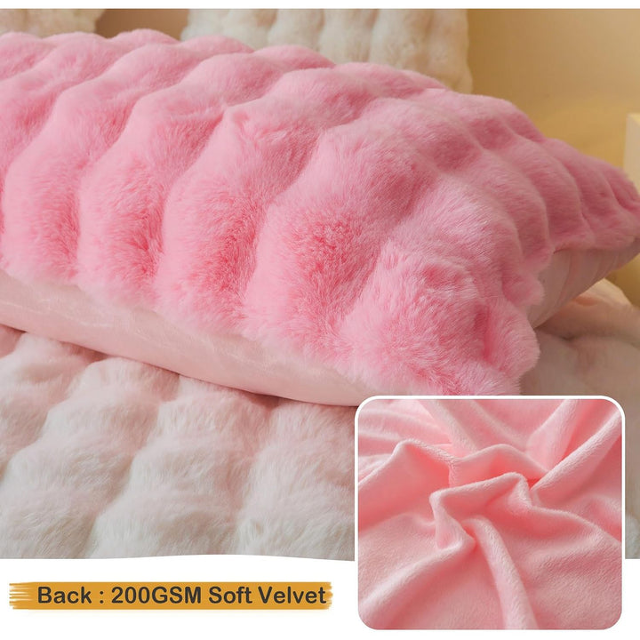 Fluffy Faux Rabbit Fur Body Pillow Cover, Soft Cute Bubble Waffle Shaggy Plush Bed Body Pillowcase with Zipper Closure, Long 20"x54" Fuzzy Furry Pillow Case for Pregnancy Side Sleeper, Pink - Just Closeouts Canada Inc.X004LZ43XL