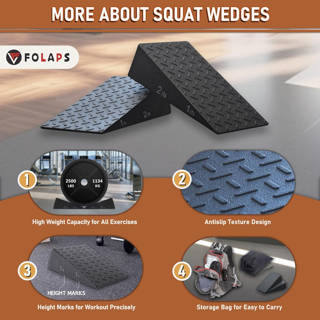 Folaps Squat Wedge Block for Heel Elevated Squat, Weightlifting Calf Stretcher Slant Board for Squat Improve Mobility Balance and Strength Performance - Just Closeouts Canada Inc.