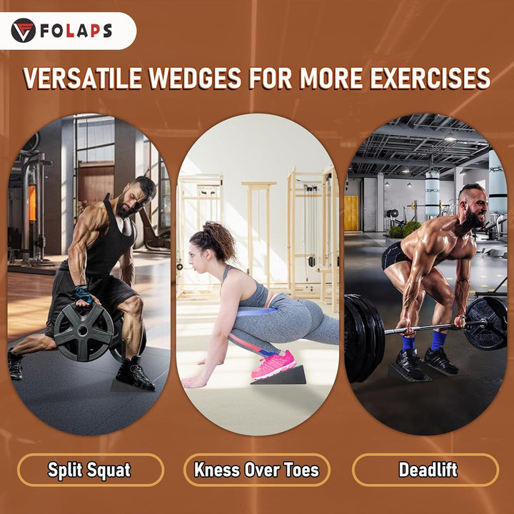 Folaps Squat Wedge Block for Heel Elevated Squat, Weightlifting Calf Stretcher Slant Board for Squat Improve Mobility Balance and Strength Performance - Just Closeouts Canada Inc.