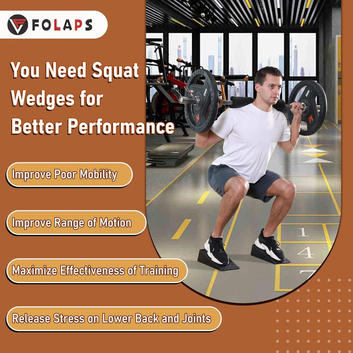 Folaps Squat Wedge Block for Heel Elevated Squat, Weightlifting Calf Stretcher Slant Board for Squat Improve Mobility Balance and Strength Performance - Just Closeouts Canada Inc.