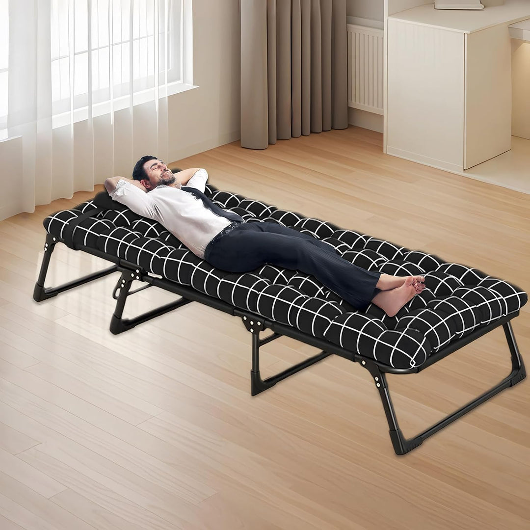 Folding Bed, Folding Camping Cot for Adults, Portable Oxford Travel Camp Cots 30x76 Adjustable 4 - Position Reclining Folding Chaise with Mattress and Pillow for Office, Pool, Beach, Patio - Just Closeouts Canada Inc.