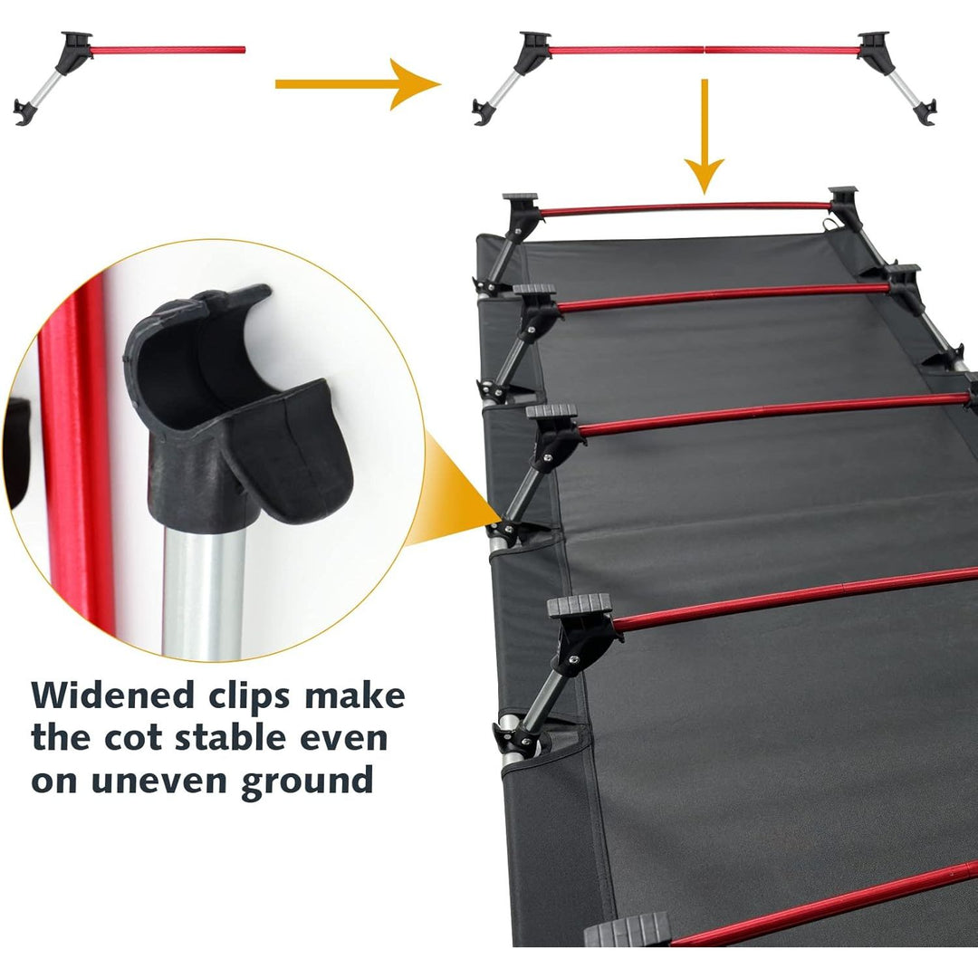 Folding Camping Cot Portable Outdoor Bed Comfortable Sleeping Cots with Storage Bag Fits Single Air Mattress Pad - Just Closeouts Canada Inc.