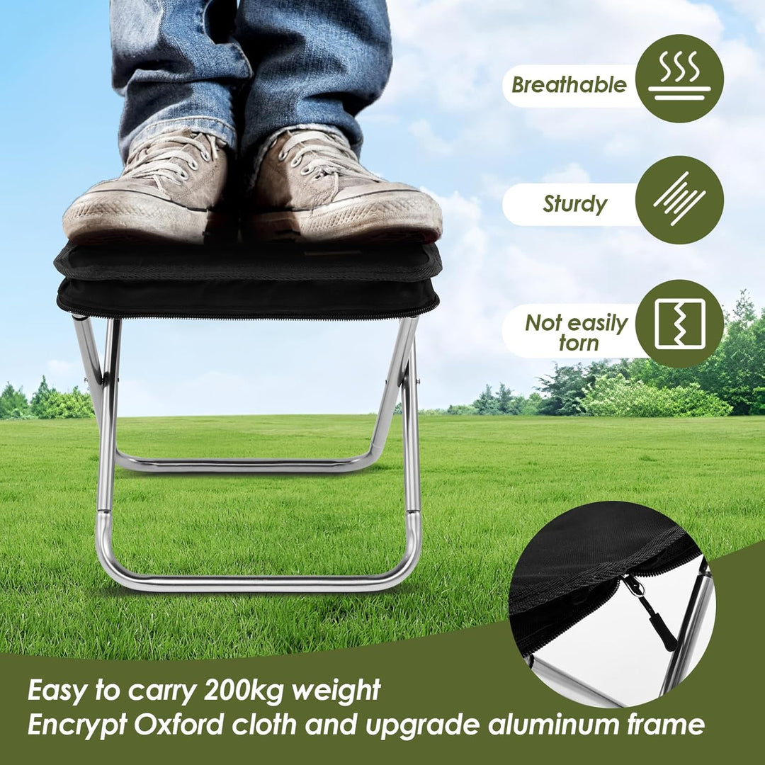 Folding Camping Stool, 11" Small Collapsible Stool for Adults, Portable Pocket - Size Stool Chair w Storage Bag, Foldable Seat Ultralight Camping Stool for Travel Hiking Fishing Beach, Hold Up to 440lbs - Just Closeouts Canada Inc.