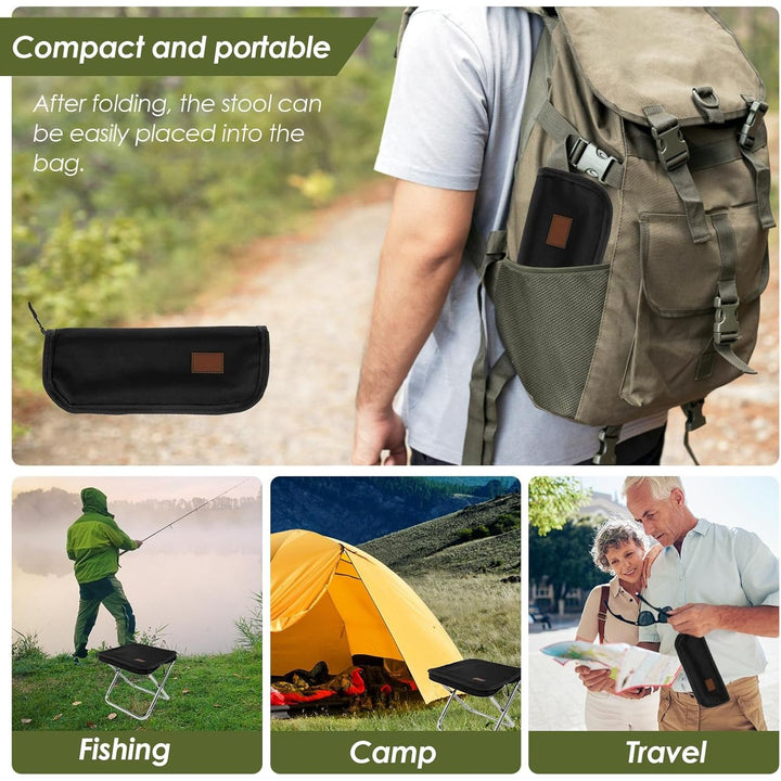 Folding Camping Stool, 11" Small Collapsible Stool for Adults, Portable Pocket - Size Stool Chair w Storage Bag, Foldable Seat Ultralight Camping Stool for Travel Hiking Fishing Beach, Hold Up to 440lbs - Just Closeouts Canada Inc.