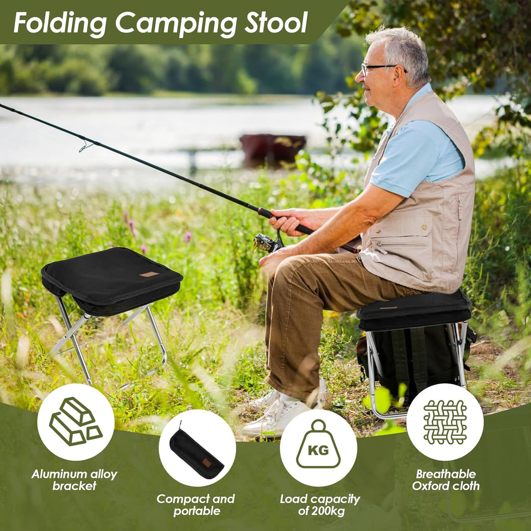 Folding Camping Stool, 11" Small Collapsible Stool for Adults, Portable Pocket - Size Stool Chair w Storage Bag, Foldable Seat Ultralight Camping Stool for Travel Hiking Fishing Beach, Hold Up to 440lbs - Just Closeouts Canada Inc.