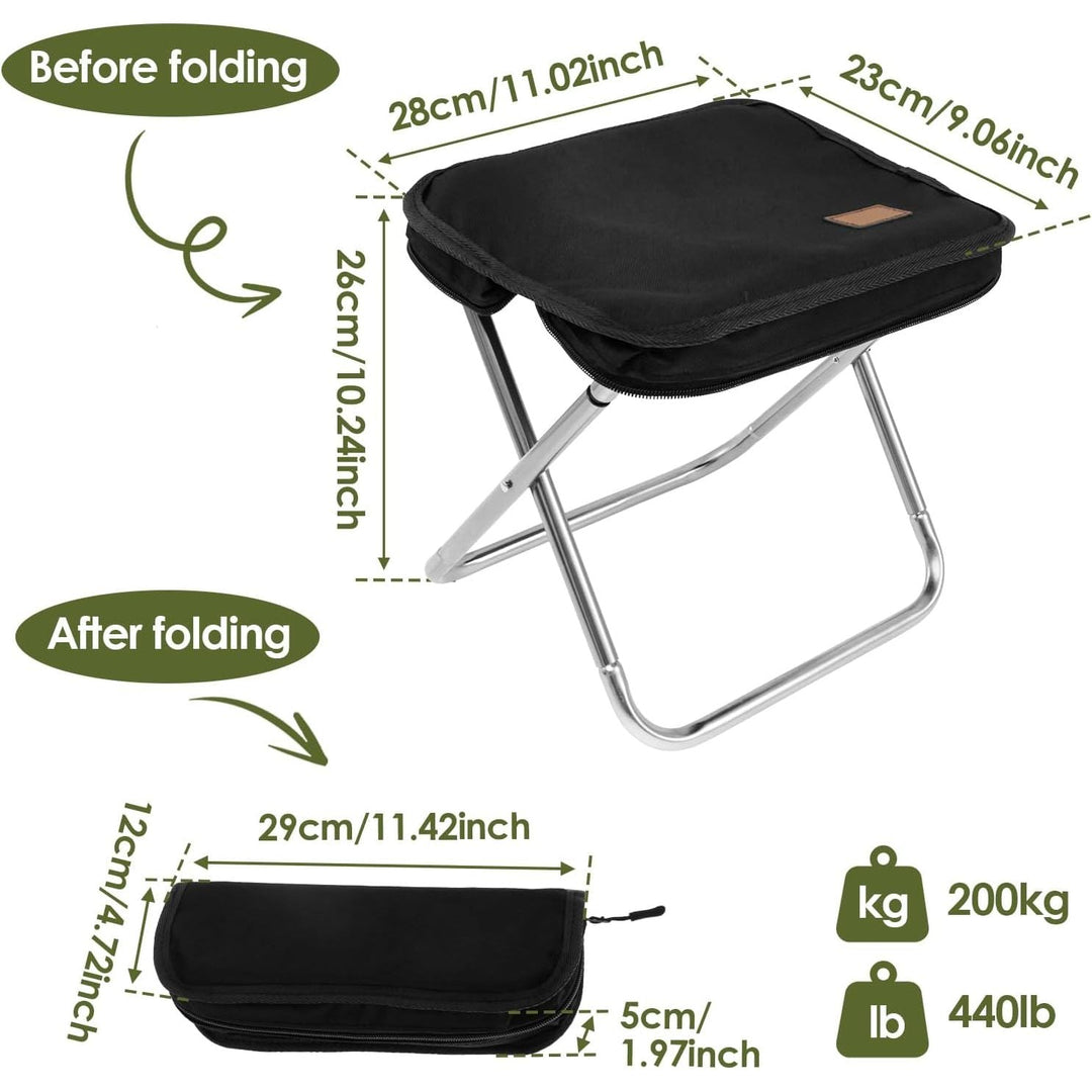 Folding Camping Stool, 11" Small Collapsible Stool for Adults, Portable Pocket - Size Stool Chair w Storage Bag, Foldable Seat Ultralight Camping Stool for Travel Hiking Fishing Beach, Hold Up to 440lbs - Just Closeouts Canada Inc.