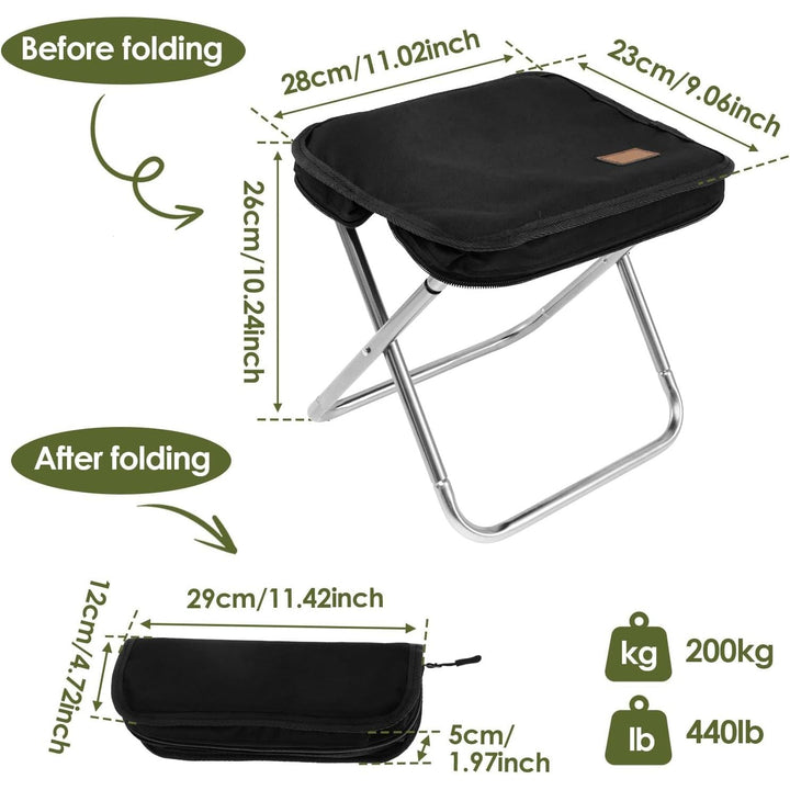 Folding Camping Stool, 11" Small Collapsible Stool for Adults, Portable Pocket - Size Stool Chair w Storage Bag, Foldable Seat Ultralight Camping Stool for Travel Hiking Fishing Beach, Hold Up to 440lbs - Just Closeouts Canada Inc.