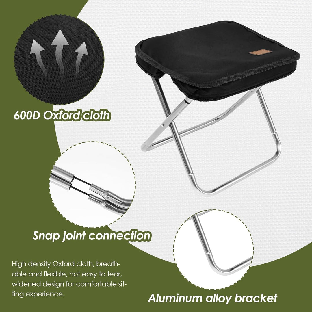 Folding Camping Stool, 11" Small Collapsible Stool for Adults, Portable Pocket - Size Stool Chair w Storage Bag, Foldable Seat Ultralight Camping Stool for Travel Hiking Fishing Beach, Hold Up to 440lbs - Just Closeouts Canada Inc.