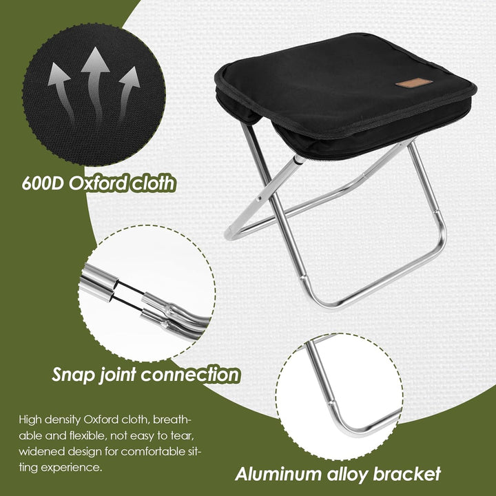 Folding Camping Stool, 11" Small Collapsible Stool for Adults, Portable Pocket - Size Stool Chair w Storage Bag, Foldable Seat Ultralight Camping Stool for Travel Hiking Fishing Beach, Hold Up to 440lbs - Just Closeouts Canada Inc.
