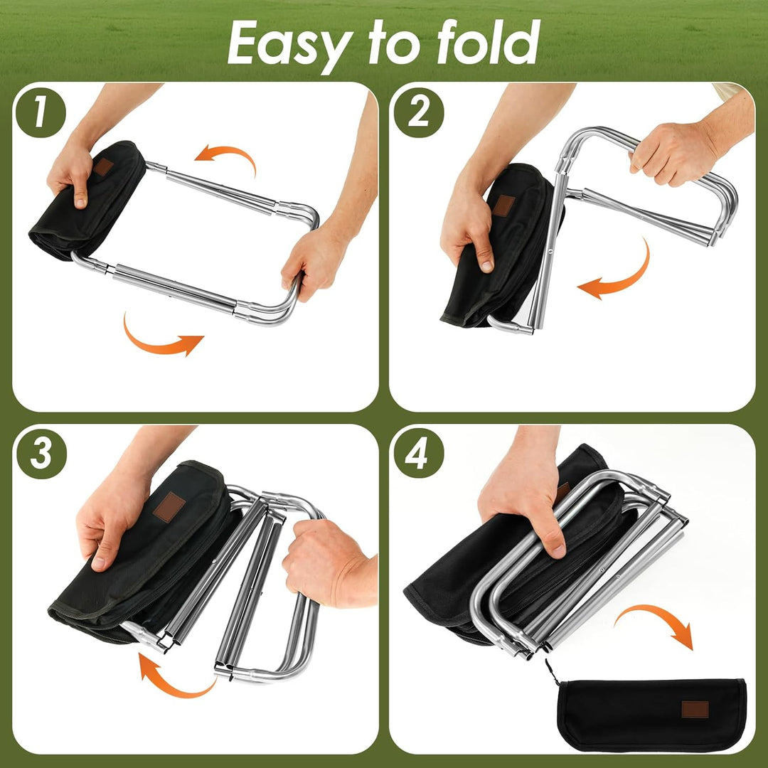 Folding Camping Stool, 11" Small Collapsible Stool for Adults, Portable Pocket - Size Stool Chair w Storage Bag, Foldable Seat Ultralight Camping Stool for Travel Hiking Fishing Beach, Hold Up to 440lbs - Just Closeouts Canada Inc.