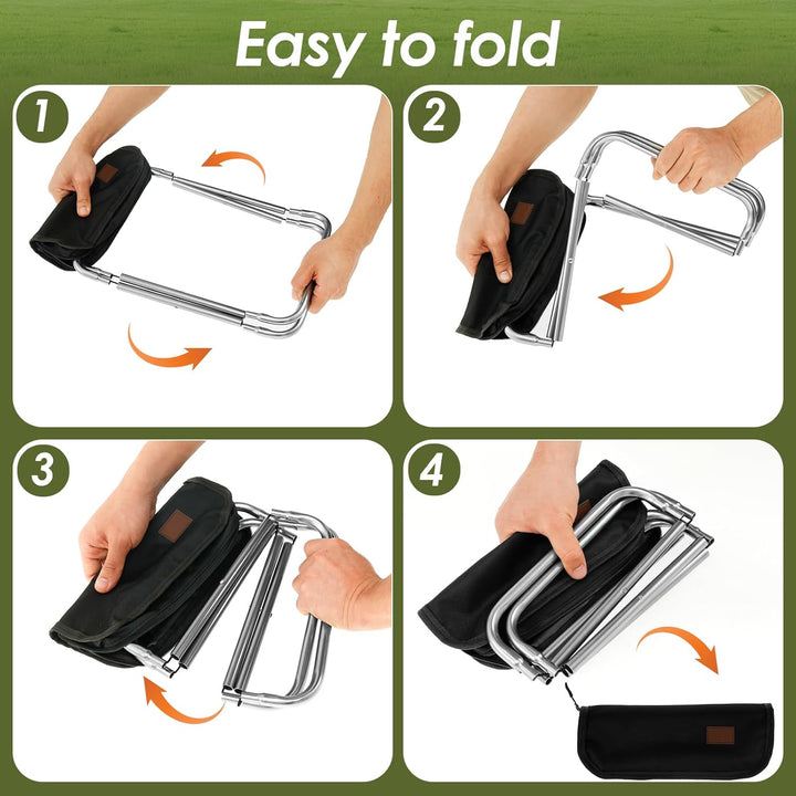 Folding Camping Stool, 11" Small Collapsible Stool for Adults, Portable Pocket - Size Stool Chair w Storage Bag, Foldable Seat Ultralight Camping Stool for Travel Hiking Fishing Beach, Hold Up to 440lbs - Just Closeouts Canada Inc.