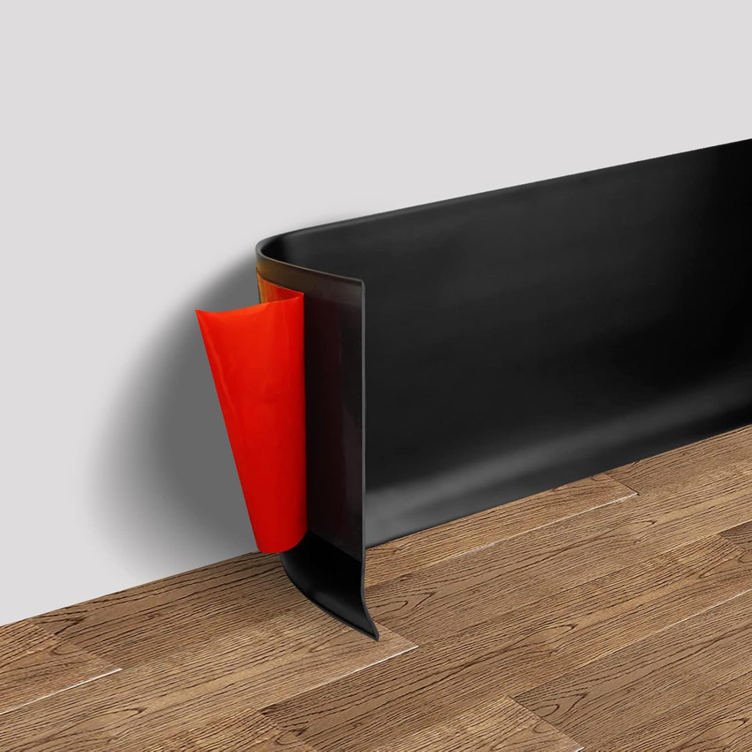 FONUNO Vinyl Wall Base Baseboard Molding Trim 4" Flexible Self Adhesive Rubber Wall Base Moulding Trim Peel and Stick Design, 4 Inch x 40 Feet, Black - Just Closeouts Canada Inc.
