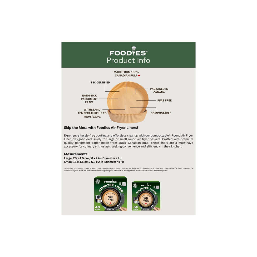 Foodies Liner for Hot Air Fryer - 40 pack - Just Closeouts Canada Inc.