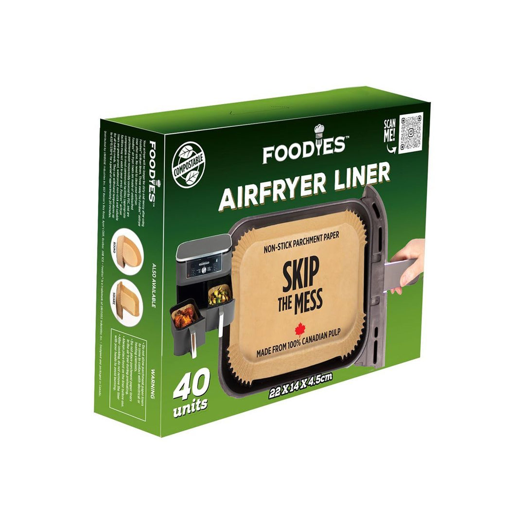 Foodies Liner Rectangular for Hot Air Fryer - 40 pack - Just Closeouts Canada Inc.
