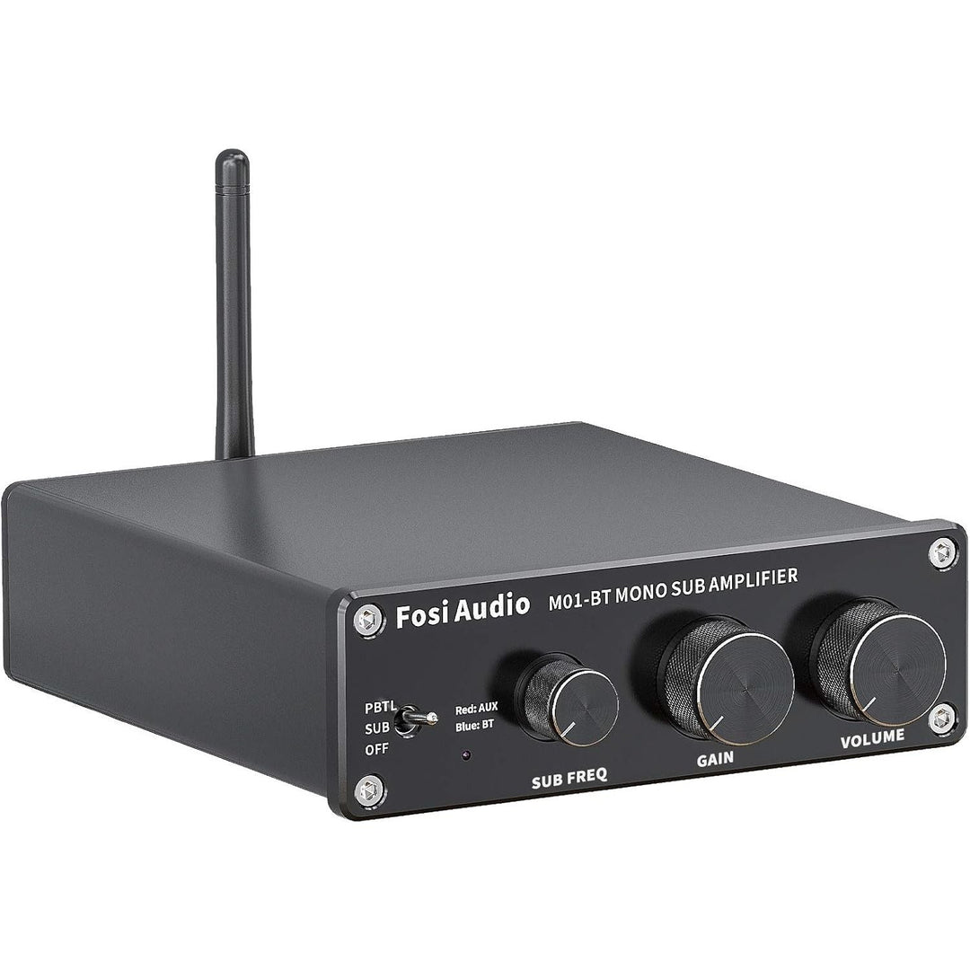 Fosi Audio M01 - BT Bluetooth 5.0 300 Watt Subwoofer Amplifier Home Theater Full - Frequency Mini Stereo Audio Hi - Fi Mono Power Amp with Bass Gain Control for Passive Subwoofer Speaker Bass Shaker - Just Closeouts Canada Inc.