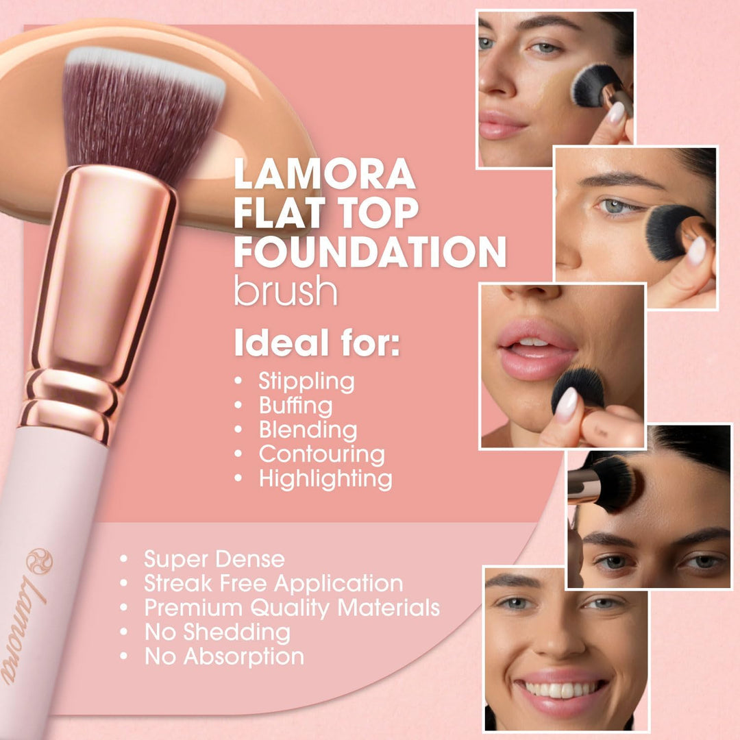 Foundation Brush Flat Top Kabuki - Perfect For Blending Liquid Makeup, Cream or Flawless Powder Cosmetics - Buffing, Stippling, Concealer - Premium Quality Synthetic Dense Bristles - Just Closeouts Canada Inc.