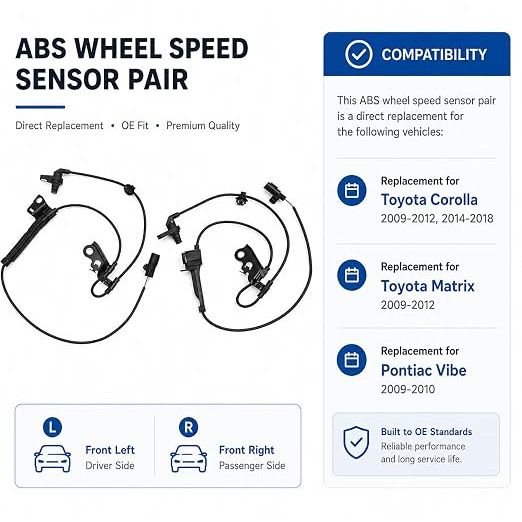 Front ABS Wheel Speed Sensor Pair – 89543-02090 / 89542-02090 - Just Closeouts Canada Inc.