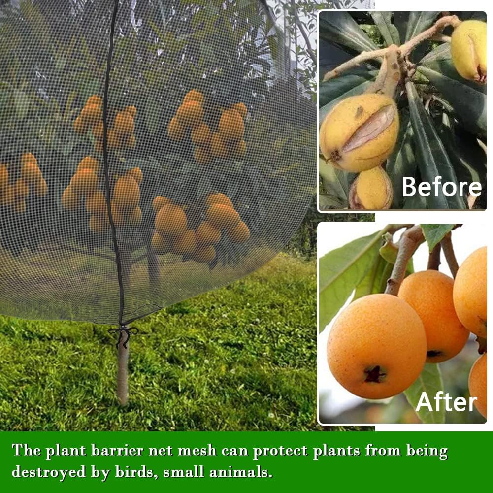 Fruit Tree Netting Covers with Zipper to Protect from Squirrels and Birds Large Netting for Fruit Trees Net Protection, Black, 71" x 75", 2 Pack - Just Closeouts Canada Inc.