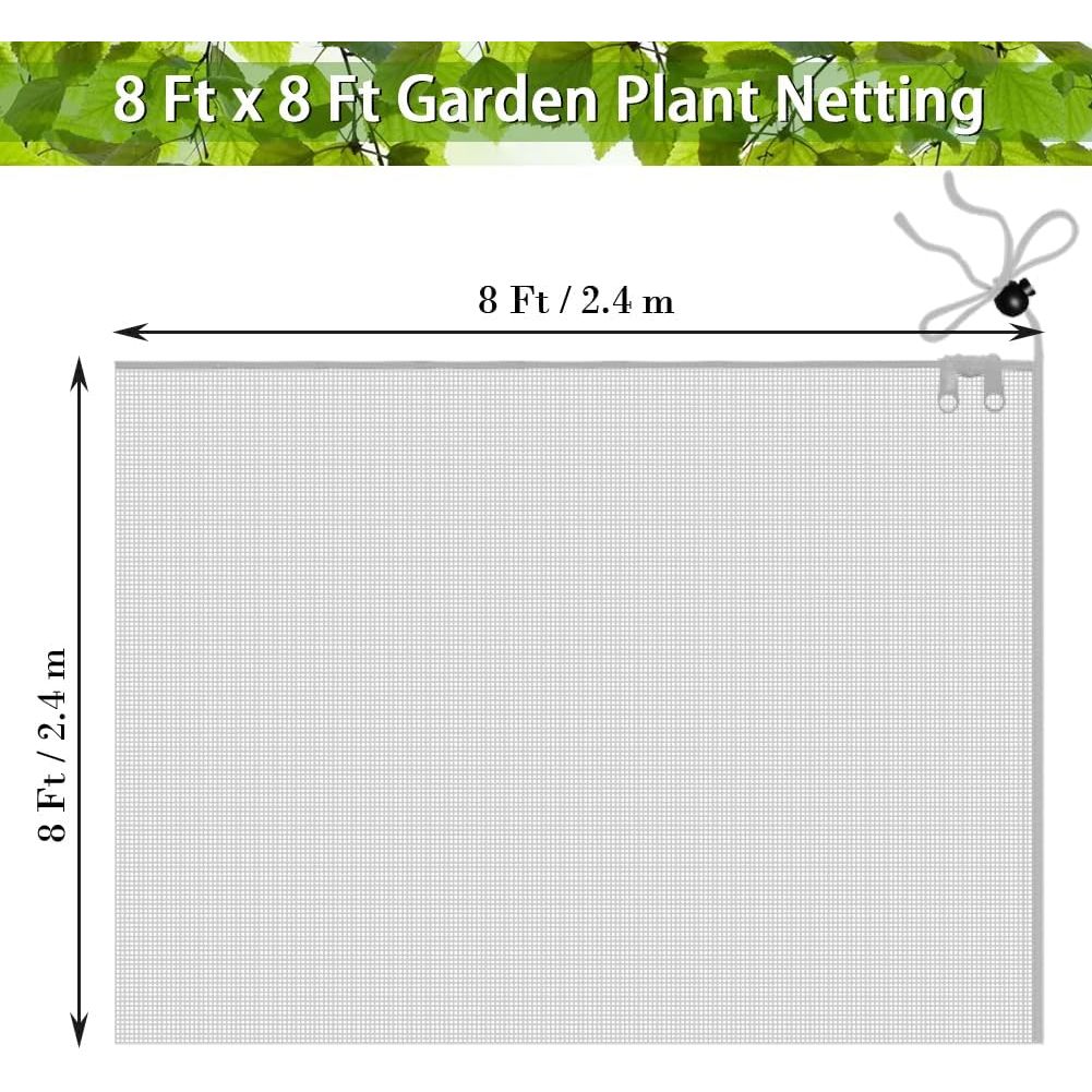 Fruit Tree Netting Covers with Zipper to Protect from Squirrels and Birds Large Netting for Fruit Trees Net Protection, White, 8' x 8', 1 Pack, White - Just Closeouts Canada Inc.