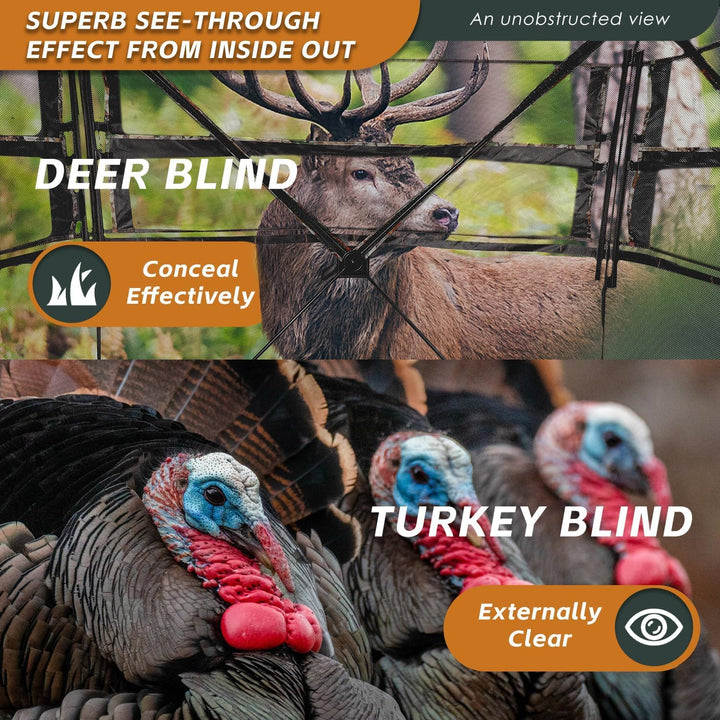 FUNHORUN Hunting Blind with Floor Mat, 360 Degree See Through Ground Blind for Deer/Turkey Hunting, 2/3/4 Person Pop Up Camouflage Tent with Carrying Bag - Just Closeouts Canada Inc.