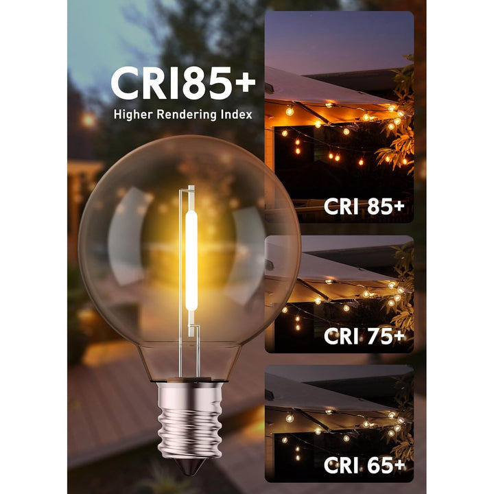 G40 Replacement LED Light Bulbs, 25 Pack Clear Globe Bulb fits E12 C7 Candelabra Screw Base Sockets, 1.5 Inch Dimmable Edison Light Bulbs for Indoor Outdoor Patio Decor, Warm White - Just Closeouts Canada Inc.