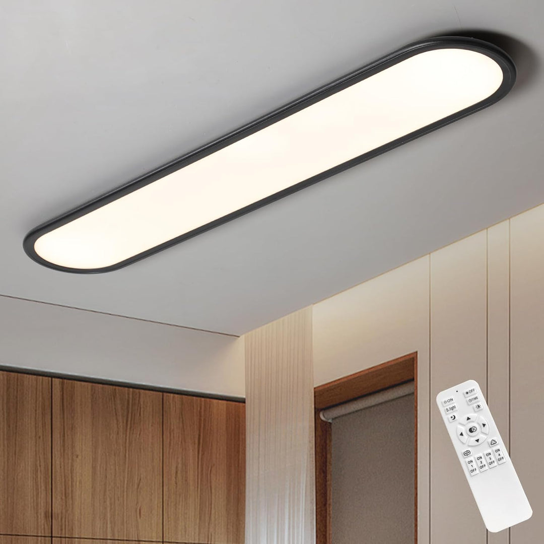 Ganeed LED Flat Panel Long Ceiling Light Fixture for Shop Lighting, 47.24" High Brightness Linear LED Ceiling Lamp, 51W Dimmable Low Profile Flush Mount Ceiling Light for Laundry Kitchen Office, Black - Just Closeouts Canada Inc.