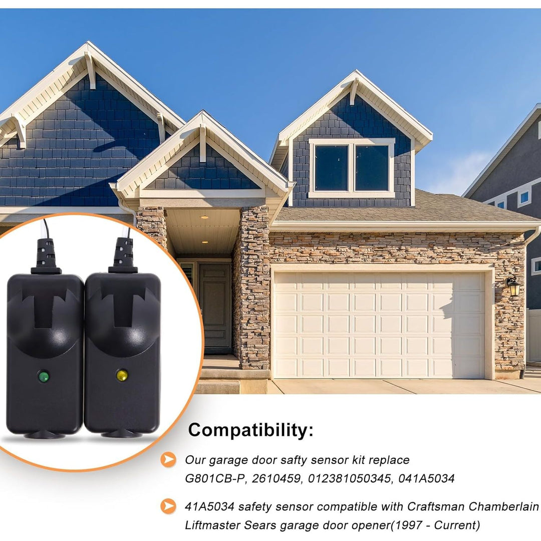 Garage Door Sensor Compatible with Lift master Chamberlain Sears Craftsman Garage Door Opener Made After 1997, 41A5034 G801CB-P Garage Door Safety Sensor Kit with 2 Mounting Brackets - Just Closeouts Canada Inc.