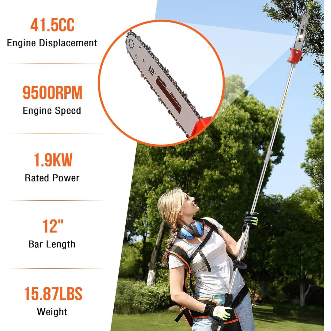Gas Powered Hedge Trimmer 41.5cc Gas Weed Wacker 5 in 1 Weed Eater Gas Powered Multi Functional Garden Trimming Tools Gas Weed Eater Long Reach Pole Saw for Tree Trimming (one 41.5cc Engine) - Just Closeouts Canada Inc.