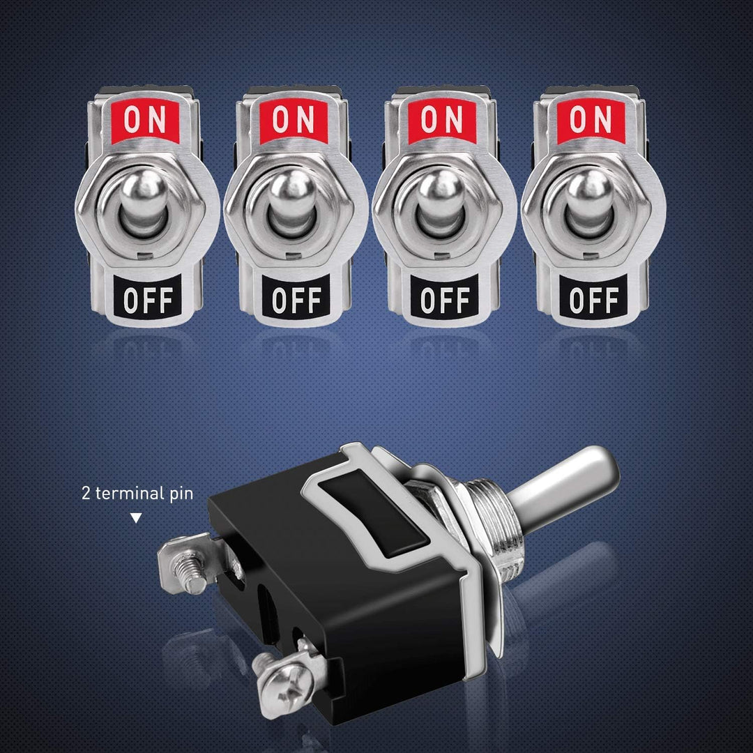 Gebildet 10A/12VDC, 6A/24VDC, 2 Pin SPST ON/Off Rocker Toggle Switch with Waterproof Cover, Used for Car Auto Truck Boat (Pack of 8, Black) - Just Closeouts Canada Inc.