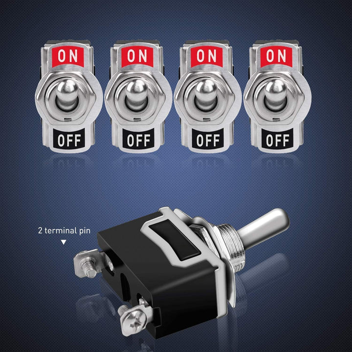 Gebildet 10A/12VDC, 6A/24VDC, 2 Pin SPST ON/Off Rocker Toggle Switch with Waterproof Cover, Used for Car Auto Truck Boat (Pack of 8, Black) - Just Closeouts Canada Inc.