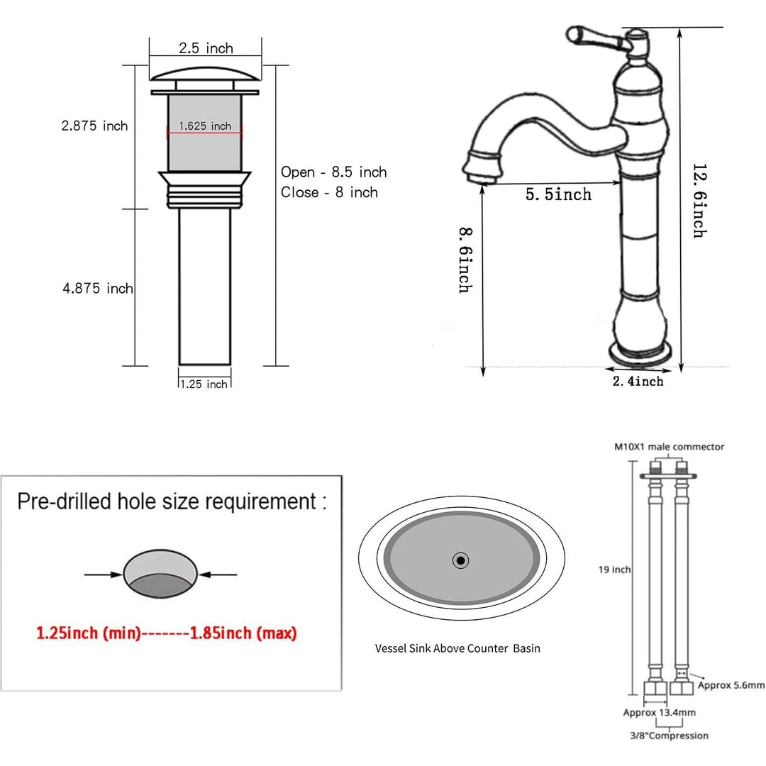 GGStudy Antique Brass Bathroom Sink Faucet Single Handle One Hole Tall Body - Just Closeouts Canada Inc.