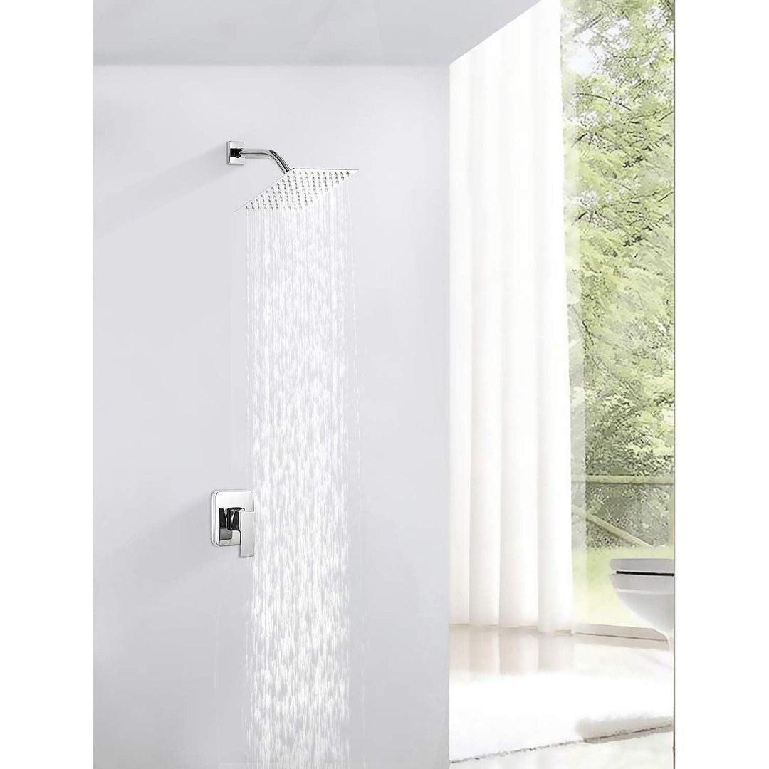 GGStudy Shower Head Rainfall 8 inch High Pressure Shower Heads 360 Degree Adjustable Self - Cleaning Silicone Nozzle Square Heads Chrome - Just Closeouts Canada Inc.
