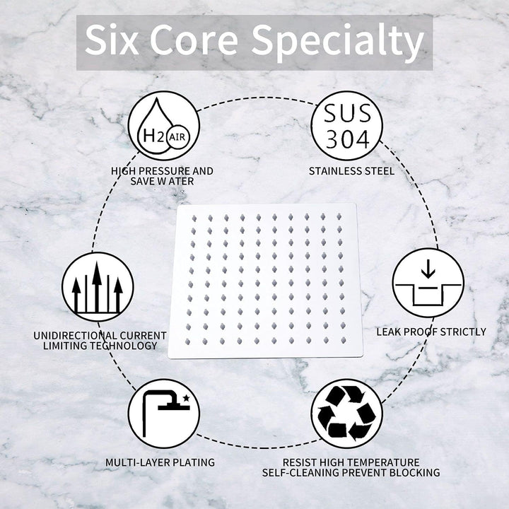 GGStudy Shower Head Rainfall 8 inch High Pressure Shower Heads 360 Degree Adjustable Self - Cleaning Silicone Nozzle Square Heads Chrome - Just Closeouts Canada Inc.