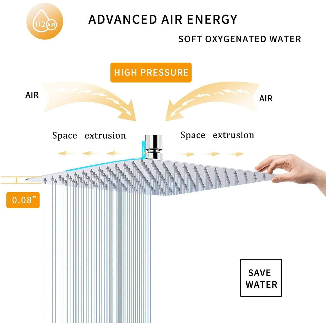 GGStudy Shower Head Rainfall 8 inch High Pressure Shower Heads 360 Degree Adjustable Self - Cleaning Silicone Nozzle Square Heads Chrome - Just Closeouts Canada Inc.