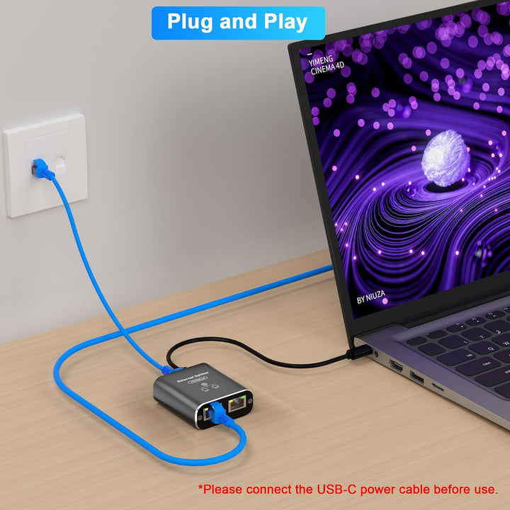 Gigabit Ethernet Splitter 1 to 2, 1000Mbps RJ45 Splitter with Cat 6 Cable & USB Power, Ethernet Cable HUB for Cat 5/5e/6/7/8, High-Speed Internet Adapter for Home/Office - Just Closeouts Canada Inc.X004M52N05