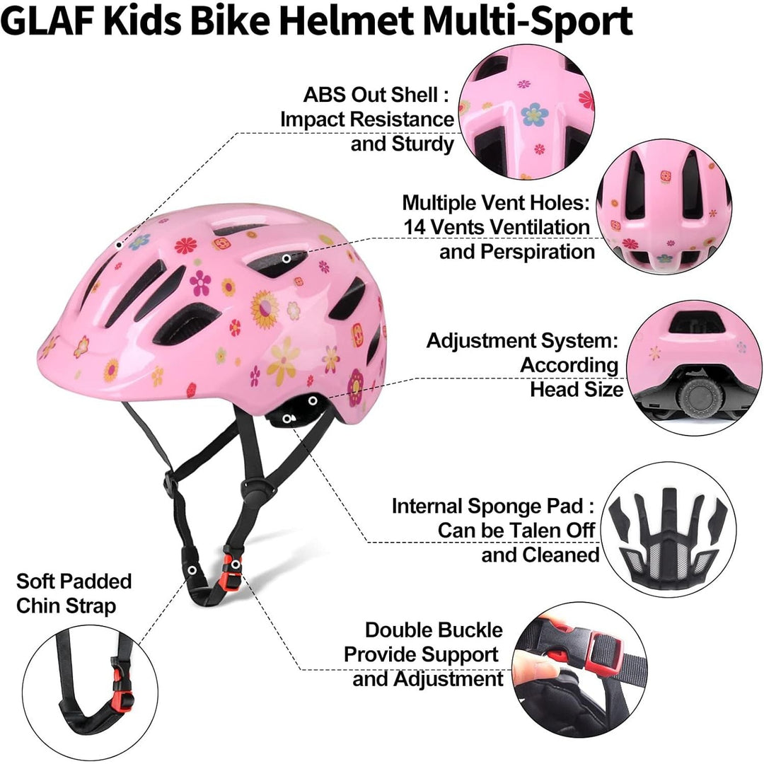 GLAF Toddler Helmet Kids Bike Helmet Infant Helmet for Girls Boys Youth Helmet Ventilation Baby Adjustable Helmet Skateboard Helmet for 12 Months and Older - Flower - Just Closeouts Canada Inc.
