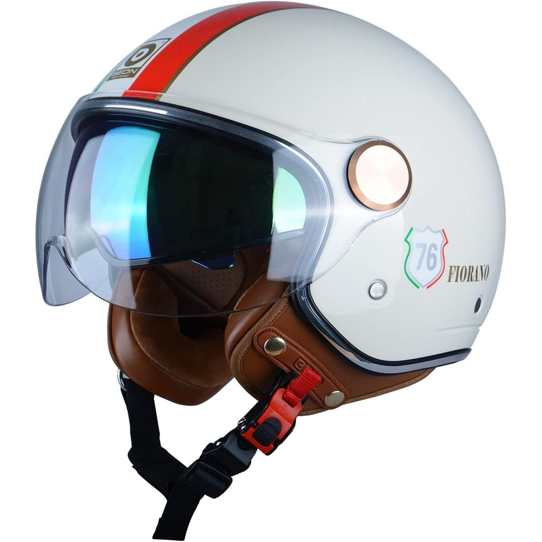 Glossy Milky White Small Open-Face Motorcycle Helmet with Dual Visors - Just Closeouts Canada Inc.