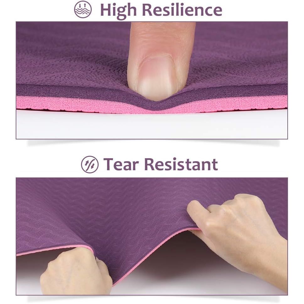 Glymnis Yoga Mat Exercise Mat Thick Non Slip Pilates Mat, Anti Tear Durable for Fitness Workouts Gym with Carrying Strap for Women Men - Just Closeouts Canada Inc.