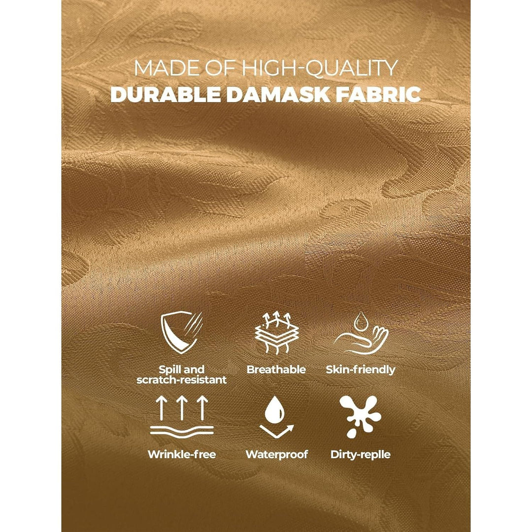 Gold Fall Floral Table Cloths Rectangular 60 x 120 Inch (10-12 Seats), Waterproof Decorative Washable Damask Tablecloth Covers for Dining Kitchen Buffet Table, Wedding Indoor Outdoor Party - Just Closeouts Canada Inc.X004O3PGG3